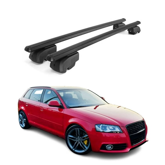 Lockable Roof Rack Cross Bars Carrier for Audi A3 Sportback 2006-2013 Black