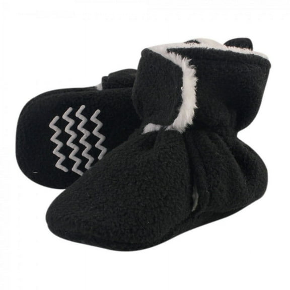 Hudson Baby Baby and Toddler Cozy Fleece Booties, Black, 0-6 Months