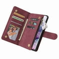 thumbnail image 4 of Galaxy S21 Wallet Case, Dteck Soft Leather Zipper Wallet Case Magnetic Buckle Horizontal Flip Cover with 5 Card Slots/Photo Pocks for Samsung Galaxy S21, Winered, 4 of 6