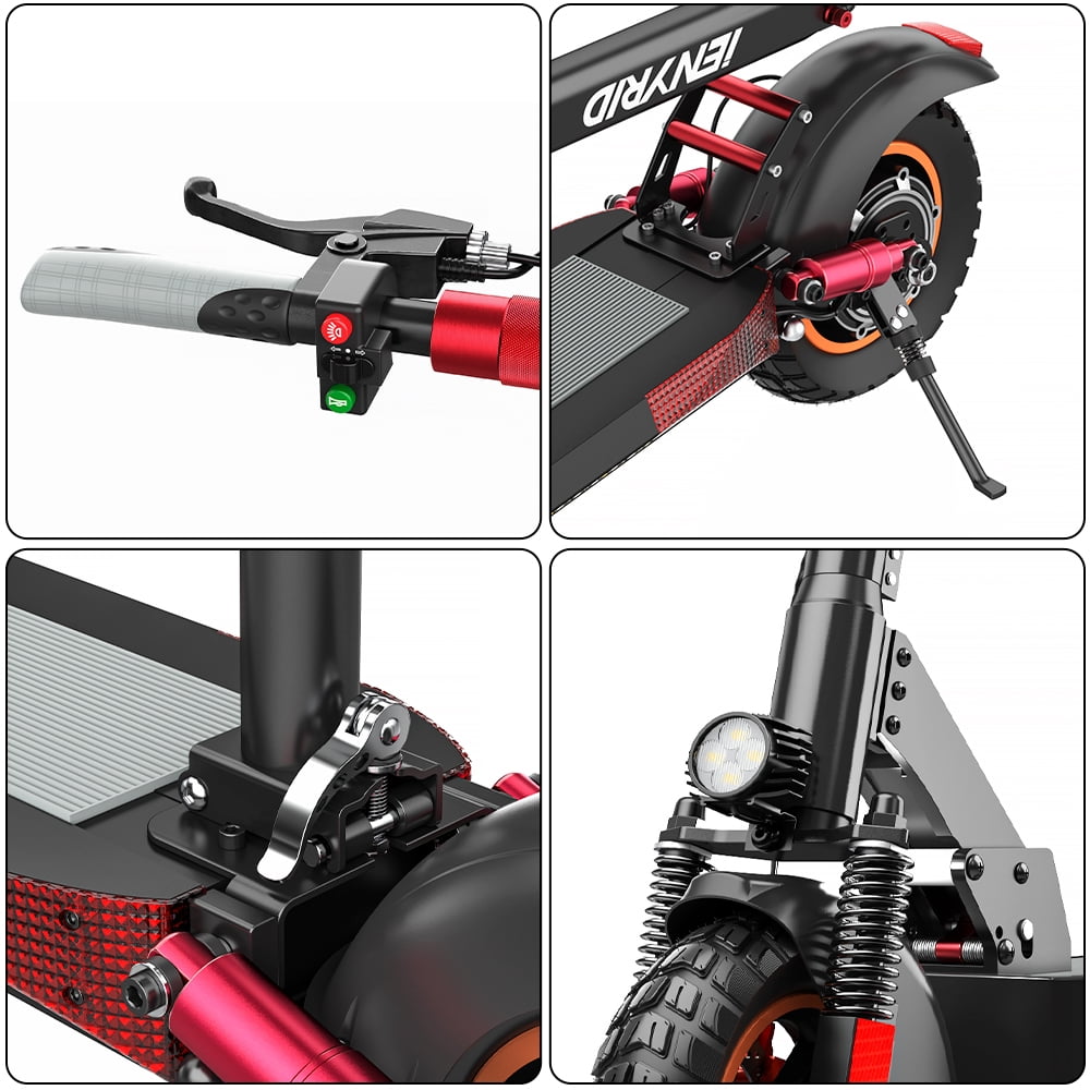 Electric Scooter 800W Motor 45KM/H & 20-30KM, 12.5Ah, 10" Tires Folding E Scooter Mulitiple Suspension, Dual Braking, Gift for Adult Teens Commuter Load 180LBS