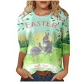 thumbnail image 2 of Aboser 3/4 Sleeve Tops for Women Happy Easter Day T Shirt Cute Bunny Rabbit Graphic Tees Casual Loose Fit Tshirt Easter Eggs Crewneck Tunic Top, 2 of 4