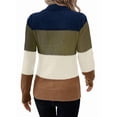 thumbnail image 3 of Suéteres de Bloque de Color para Mujer, Blusas de Larga con Cuello Alto, Suéter de Punto Holgado. Albaricoque L, 3 of 7