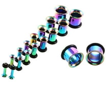 9 Pairs of Stainless Steel Ear Tunnels Ear Gauges Piercings Jewelry - Colorful