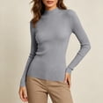thumbnail image 2 of MYAOYINo Boundaries Womens High Neck Ribbed Long Sleeve Sweater Fitted Knit Basic Blouse, 2 of 9