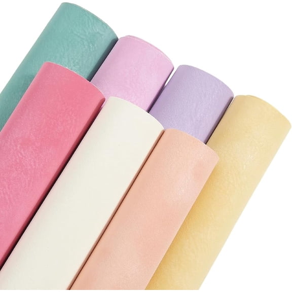 8 Colors 13 x 7.9 Inch PU Leather Rolls Soft Microfiber Leather Sheets Frosted Waterproof Colorful Suede Fabric for DIY Crafts Projects ﻿Handbags Bows Hair Accessories colorful