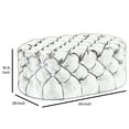 thumbnail image 5 of Benzara Traditional Style Flannelette Upholstered Oval Button Tufted Wooden Ottoman, Beige, 5 of 5