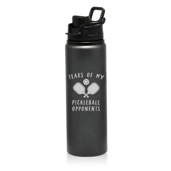25 oz Water Bottle Sports Travel Mug Gift Tears Of My Pickleball Opponents Funny (Charcoal)