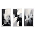 thumbnail image 2 of Designart "Ascending Stairways Minimal Black and White" Abstract Painting Framed Wall Art Set Of 3 - Black Modern Frame Canvas Set For Living Room Decor, 2 of 6