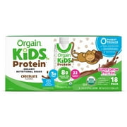 Orgain Kids Protein Organic Nutrition Shake, Chocolate, 8 Fluid Ounce (18 Pack)