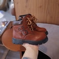 thumbnail image 5 of Ticikt Girls Retro Fashion Ankle Boots, Double‑Buckle Decor Non‑Slip Sole Faux‑Leather Short Booties,Brown, 5 of 7