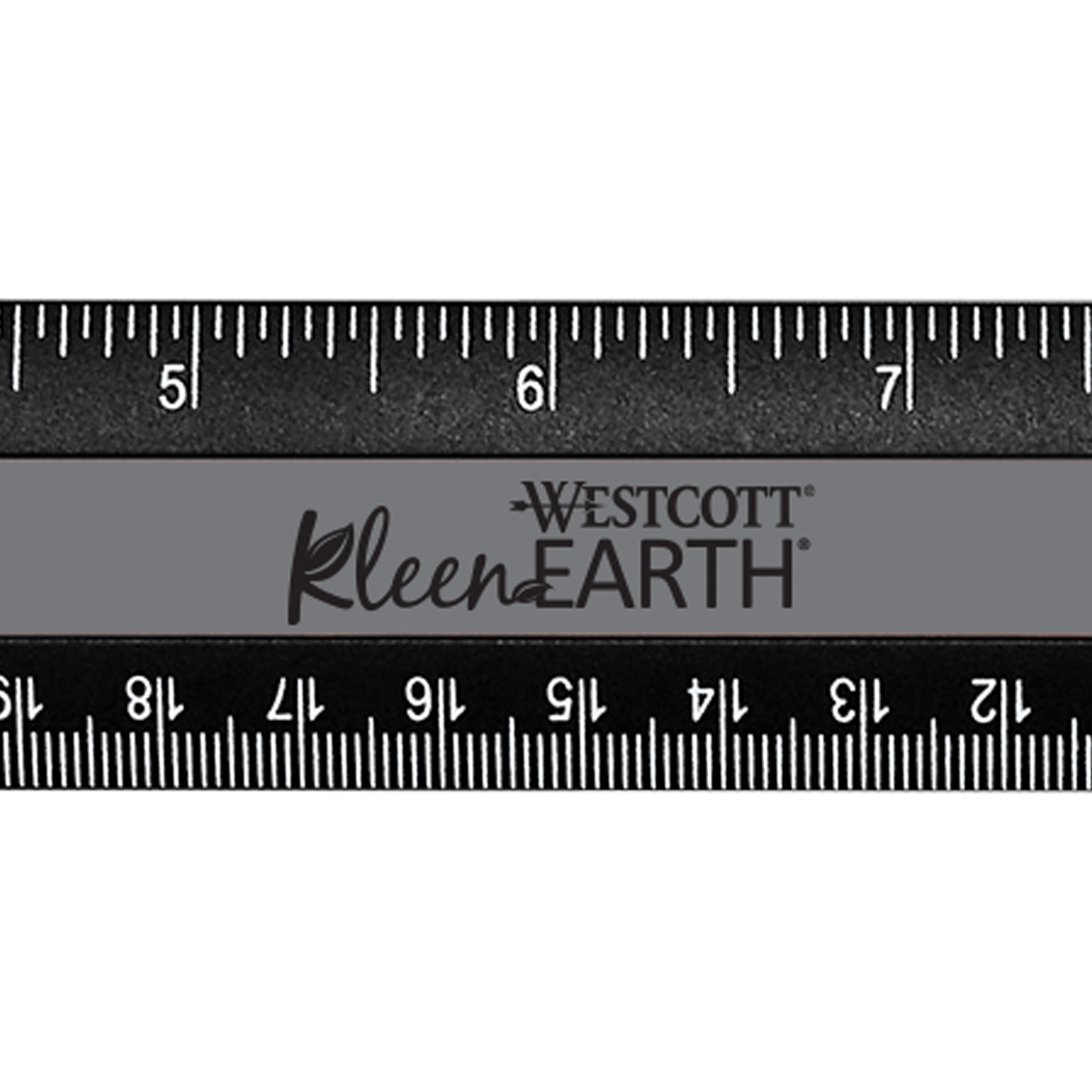 Westcott 12" Kleen Earth Black, Recycled Ruler, Plastic, 1 Each, No Bulk, High School.