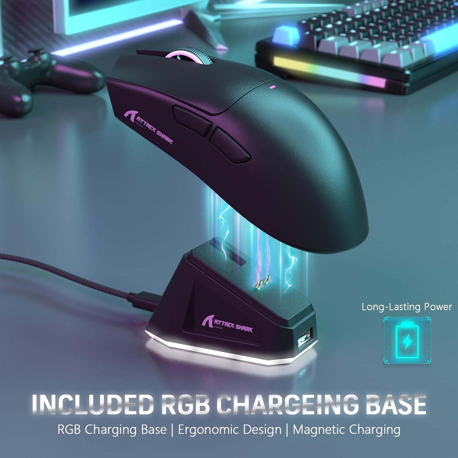 ATTACK SHARK X11 Wireless Gaming Mouse with Charging Dock, PixArt PAW3311 Gaming Sensor, BT/2.4G Wireless/Wired