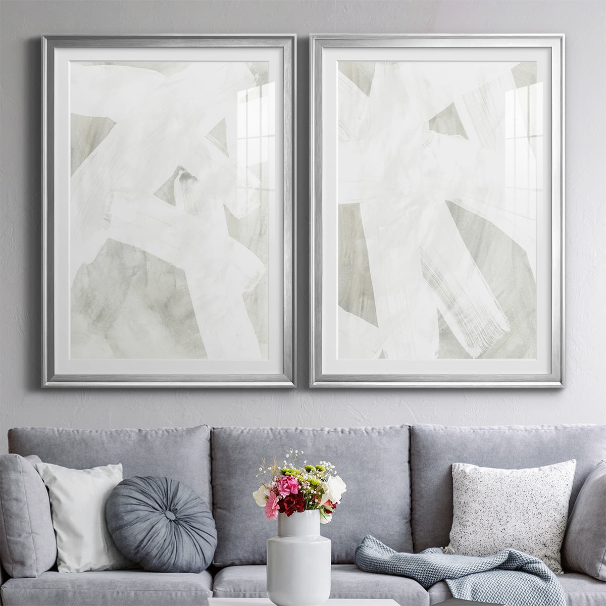 Wexford Home Stone Brush I Premium Framed Print, 22.5" x 30.5" - Ready to Hang, Silver (Set of 2)