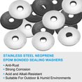 thumbnail image 3 of Uxcell 6.3x25mm 304 Stainless Steel EPDM Bonded Sealing Neoprene Rubber Washers, 80 Pieces, 3 of 6