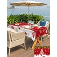 thumbnail image 4 of Outdoor Tablecloth with Umbrella Hole and Zipper, Christmas Tree Rectangle Table Cloth 60x120 Inch Waterproof Tablecloth, Xmas Red Balls Socks Pine Branch New Year Picnic Table Cover for Patio, 4 of 7