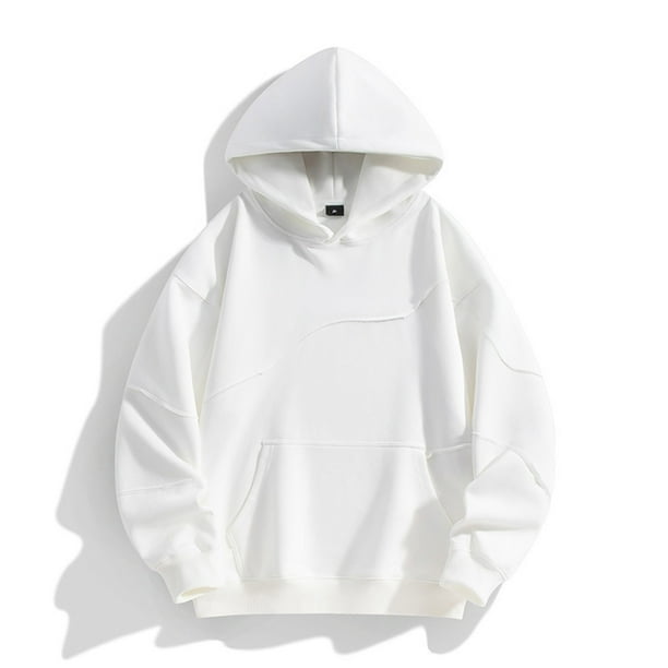pstuiky camisas de manga larga para hombre, Sudadera con capucha de manga larga de color liso para hombre salir tops s