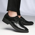 thumbnail image 5 of Xfvqtps New Mens Dress Shoes British Style Simplicity Pointy Toe Lace up Fashion Printing Classic Formal Business Leather Shoes Black, 5 of 9