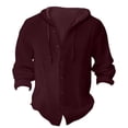 thumbnail image 3 of Men Spring Jacket Cardigan with Hooded Long Sleeve Button Front Jacquard Weave Solid Tone Casual Shirt, 3 of 3