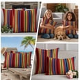 thumbnail image 5 of Rainbow Striped Outdoor Waterproof Pillow Covers, Boho Ethnic Colorful Lines Minimalist Decorative Square Throw Pillowcase Sofa Cushion Sham for Patio/Couch/Chair, 16"x16" 2 Pack, 5 of 8