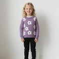 thumbnail image 2 of Tfken Sweater For Boys Toddler Size 1-2 Years Crew Neck Flower Print Daily Wear Warm Purple Pullover Sweater, 2 of 6