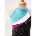 thumbnail image 5 of YONGHS Kids Girls Sleeveless Rhinestone Gymnastic Leotard Ballet Dance Bodysuit with Hair Band Set Lake Blue 8, 5 of 7