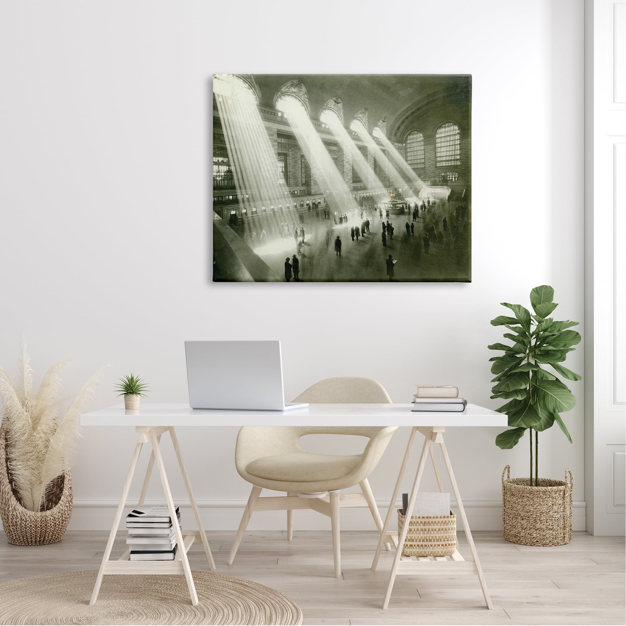 Stupell Vintage Black & White Photograph Arched Windows Sunlight Canvas Wall Art, 48 x 36, Design by Amy Brinkman