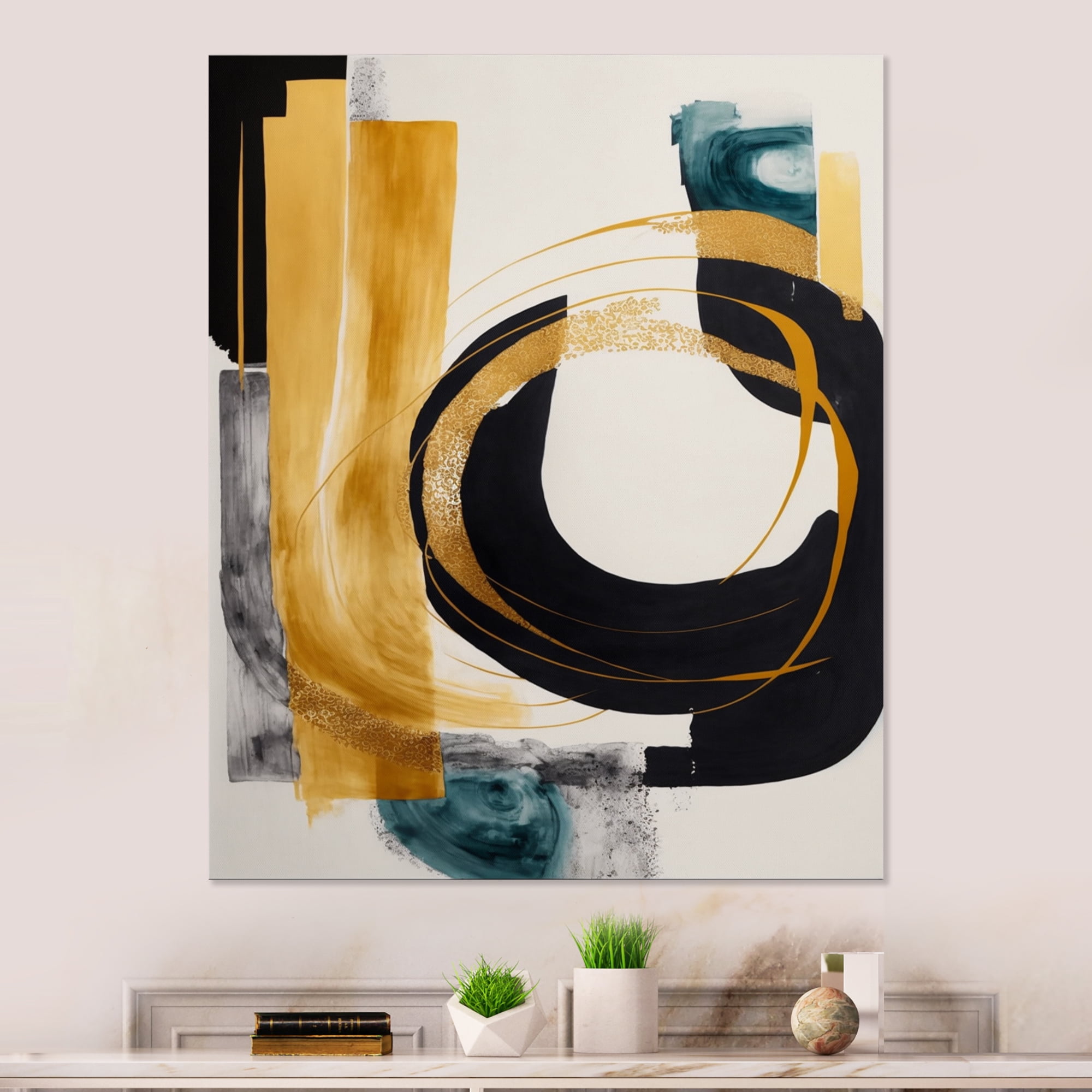 Designart Modern Green Art Deco III Canvas Wall Art