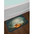 thumbnail image 2 of Halloween Bath Mat, Drawing of Scary Halloween Pumpkin Enchanted Forest Mystic Twilight Party Art, Non-Slip Plush Mat Bathroom Kitchen Laundry Room Decor, 29.5 X 17.5 Inches, Orange Teal, Ambesonne, 2 of 2