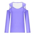 thumbnail image 4 of Going Out Tops for Women Viikei Womens Tops Long Sleeve,Tops for Women Clearance under $10 Fall,Women's Solid Off Shoulder Long Sleeve Pullover Long Sleeve Top Long Sleeve V-Neck Top/Shirt Purple M, 4 of 5