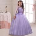 thumbnail image 3 of Vestido de niña grande, vestido de princesa de encaje de manga larga, vestido de niña de las flores, falda abullonada, 3 of 5