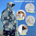 thumbnail image 4 of SEANATIVE Fishing Hoodie with Mesh Mask for Men Sun Protection Full Face Neck Coverage Breathable Comfortable Performance Fishing Shirt Rash Guard, S, Daisy Patchwork Print Blue, 4 of 7