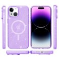 thumbnail image 5 of for iPhone 15 Plus Magnetic Case [Compatible with Magsafe], Clear Glitter Full Body Protective Cover Slim TPU Transparent Shockproof Bling Phone Case for iPhone 15 Plus 6.7", Purple, 5 of 7