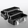 thumbnail image 2 of HLONK 19/21inch Tool Box Three Layer Folding Metal Storage Toolbox Multifunction Organizer with Tray and Divider Storage Box, 2 of 7