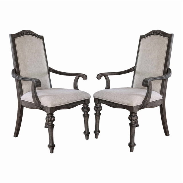 Furniture of America Clyde Chaises à Accoudoirs Roulés Transitionnels, Ivoire (Ensemble de 2)