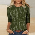 thumbnail image 2 of Yuanlook Womens Tops 3/4 Length Sleeve Crewneck Shirts Summer Fall Blouses - Green - XXL, 2 of 9