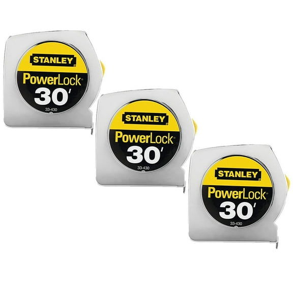 Stanley Powerlock Measuring Tape 33-430 - Durable, 30 Ft - 3 Pack