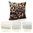 thumbnail image 4 of Orinice  Winery Throw Pillow Cushion Cover, Wine Corks Rustic Wooden Ground Natural Organic Liquor Elements Vintage Harvest Top View, Decorative Square Accent Pillow Case,  White, 4 of 5
