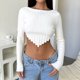 thumbnail image 1 of Blusa Mangas Largas Señora otoño Top manga larga rayas cuello cuadrado Irregular ropa de calle Y2k Kuymtek Blanco T S para Mujer, 1 of 6