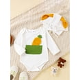thumbnail image 3 of Jxzom Infant Baby Boys Girls Easter Outfit 3 6 9 12 18 Months Carrot Applique Pattern Long Sleeve Jumpsuit Romper with Bunny Hat, 3 of 8