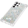 thumbnail image 6 of Compatible with Samsung Galaxy S22 Ultra Case Glitter Liquid Cute Clear Phone Case Floating Quicksand Shockproof Protective Bumper Silicone Soft TPU Case for Galaxy S22 Ultra Love Sliver YB, 6 of 12