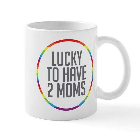 CafePress - 2 Moms Mug - 11 oz Ceramic Mug - Novelty Coffee Tea Cup