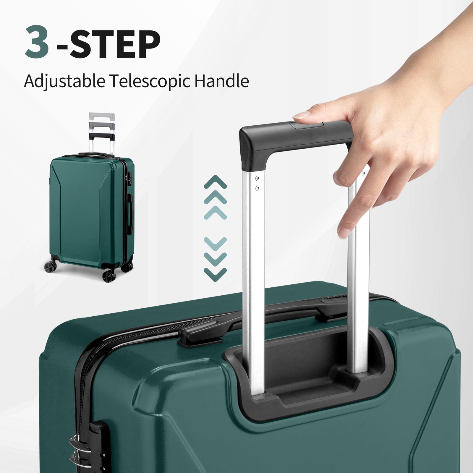 Zimtown 5-Piece Luggage Set with 8 Packing Cubes, Hard Shell Suitcase Set with Spinner Wheels Built-in TSA Lock, Green