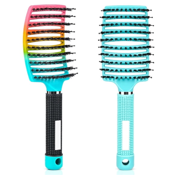 Detangling Hair Brush and Boar Bristle Brush 2 Pack for Wet Dry Hair Blow Drying Women Kids