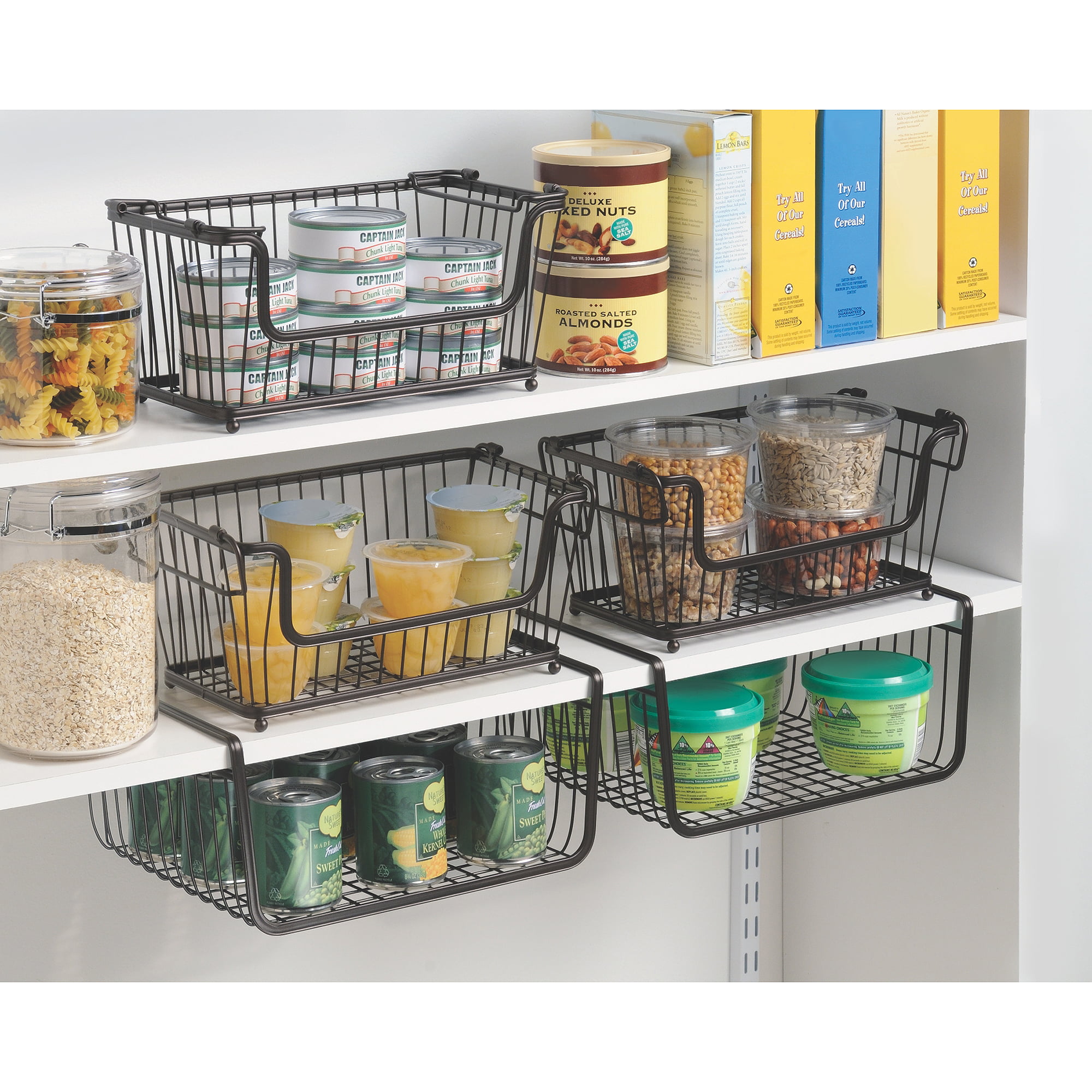 for Kitchen Cupboards Under Shelf Storage Basket,Under Cabinet Hanging Metal Wire Storage,Under Shelf Basket,Cupboard Shelf Organiser Bathroom Black Shelves
