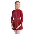 thumbnail image 3 of CHICTRY Kids Girls Shimmery Sequins Skating Dress Long Sleeve Backless Gymnastics Lyrical Dance Dress Dancewear Burgundy 14, 3 of 7