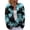 05#Cyan, variant on Women's Crew Neck Halloween Knit Cardigan Ghost Floral Pattern Button Down Casual Knitted Outerwear Sweater for Fall Winter