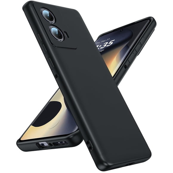 Funda de teléfono LeYi para Motorola Edge 2024 de silicona líquida negra