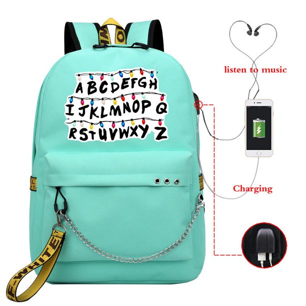 Mochila de Anime Stranger Things, mochila escolar de dibujos animados de Manga para adultos, bolsa impermeable para ordenador portátil, gran capacidad para viajar, mochilas diarias4 Deng Xun unisex