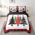 thumbnail image 2 of jejeloiu Christmas Tree Twin Bedding Sets 7-Piece,Marry Xmas Bedding Comforter Set,Red Geometric Plaid Sheet Sets For Girl Boy,Ultra Soft Room Decoration Reversible, 2 of 8