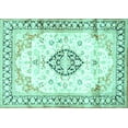 thumbnail image 1 of Ahgly Company Indoor Rectangle Medallion Turquoise Blue Traditional Area Rugs, 6' x 9', 1 of 4